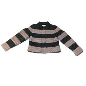 Etcetera Black and Tan Quilted Leather Jacket NWT